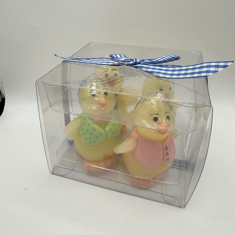 VTG New NOS Box Of 4 Easter Chick Candles 2 1/2" Spring Table‎ Decor
